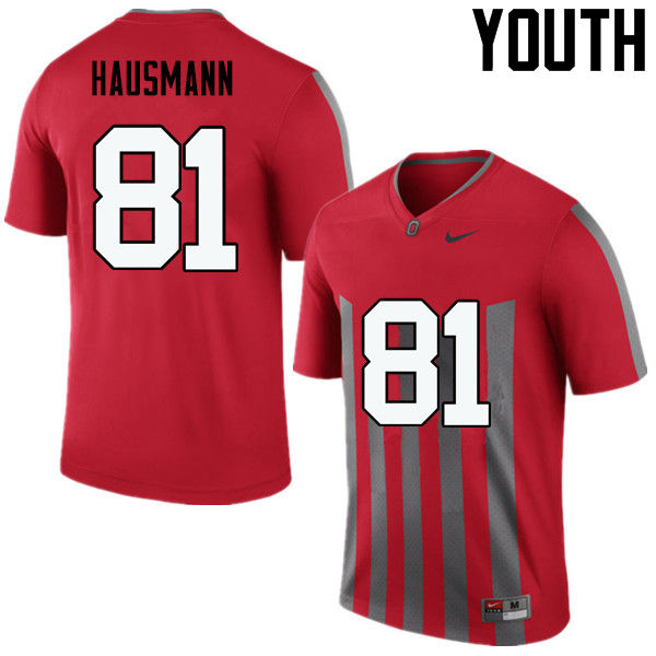 Ohio State Buckeyes Jake Hausmann Youth #81 Throwback Game Stitched College Football Jersey